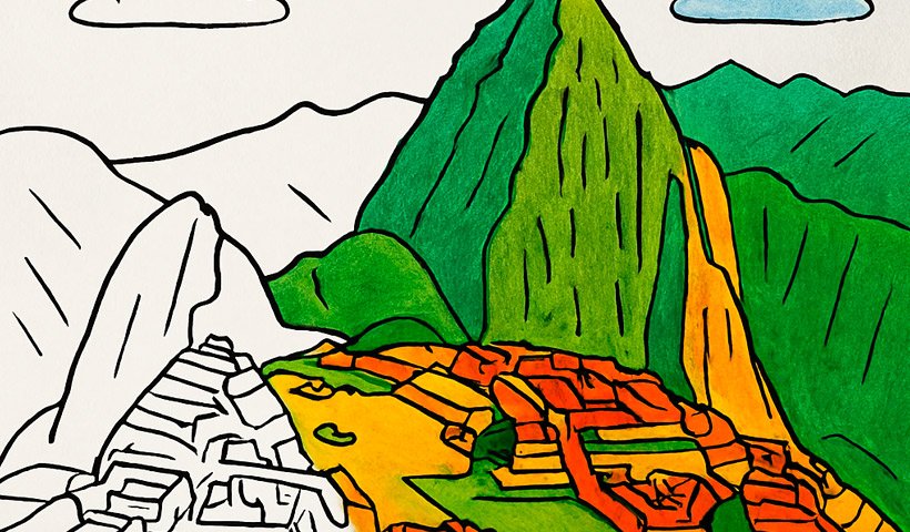 Machu Picchu para colorear: Dibujos gratis para niños y actividades educativas
