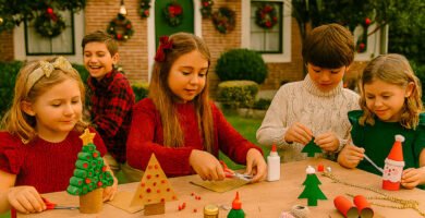 Manualidades navideñas para niños con materiales reciclados