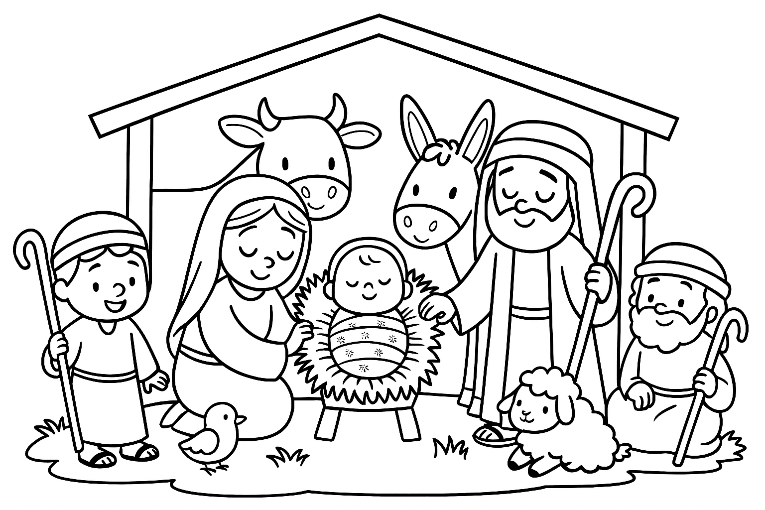 Imágenes Gratis de Nacimientos de Navidad para colorear