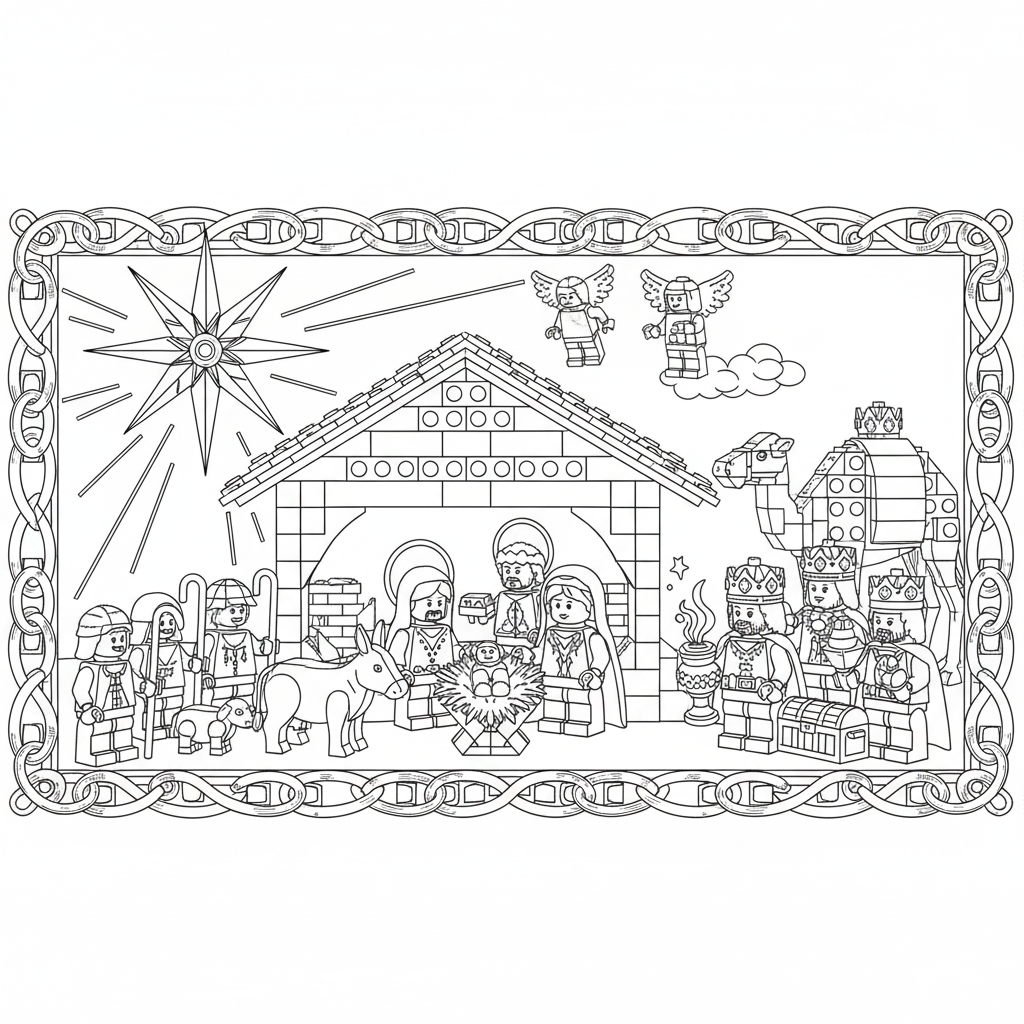 Imágenes Gratis de Nacimientos de Navidad para colorear