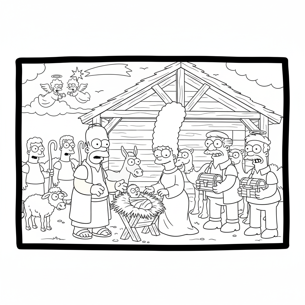 Imágenes Gratis de Nacimientos de Navidad para colorear